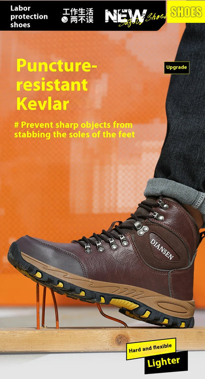 Waterproof Leather Indestructible Men Safety Boots Outdoor Military Industrial