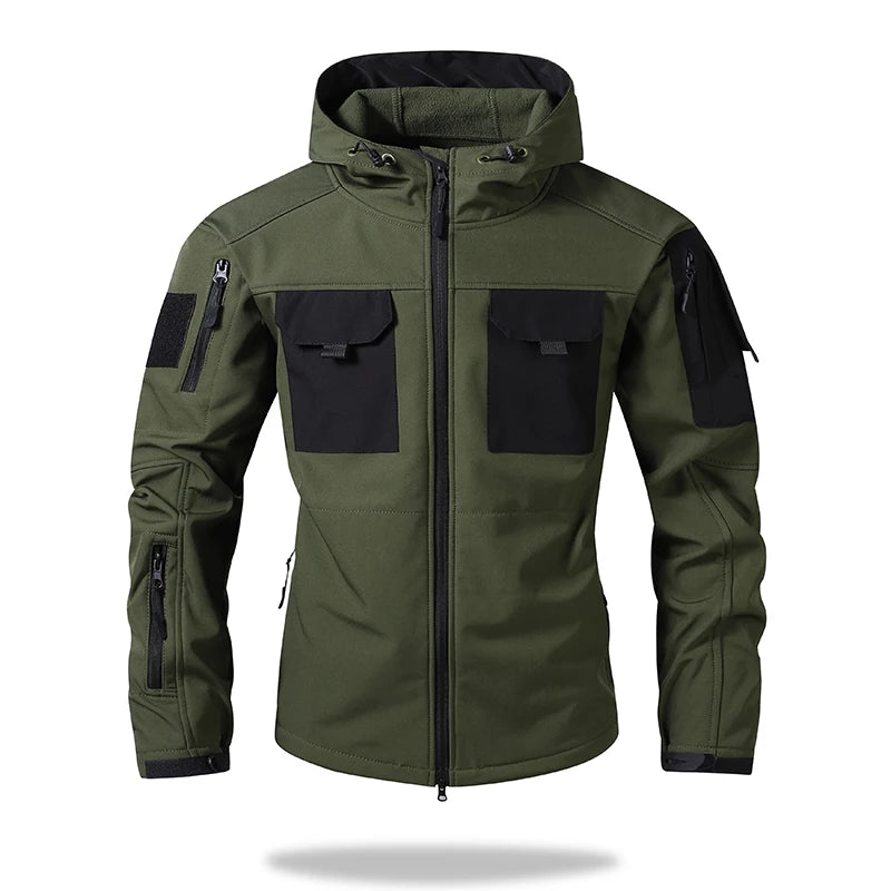 Men's hooded tactical jacket 
 hiking camping and fishing
