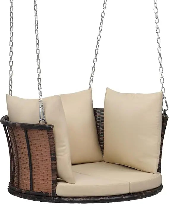 1-Person Porch Swing Outdoor Cushions & Adjustable Chains