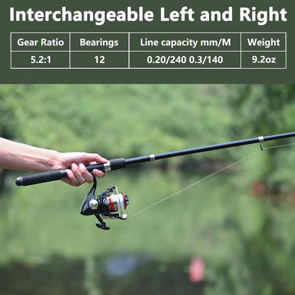 6.9ft Telescopic Fishing Rod and Reel Combo with Bag for Bass Saltwater Freshwater
