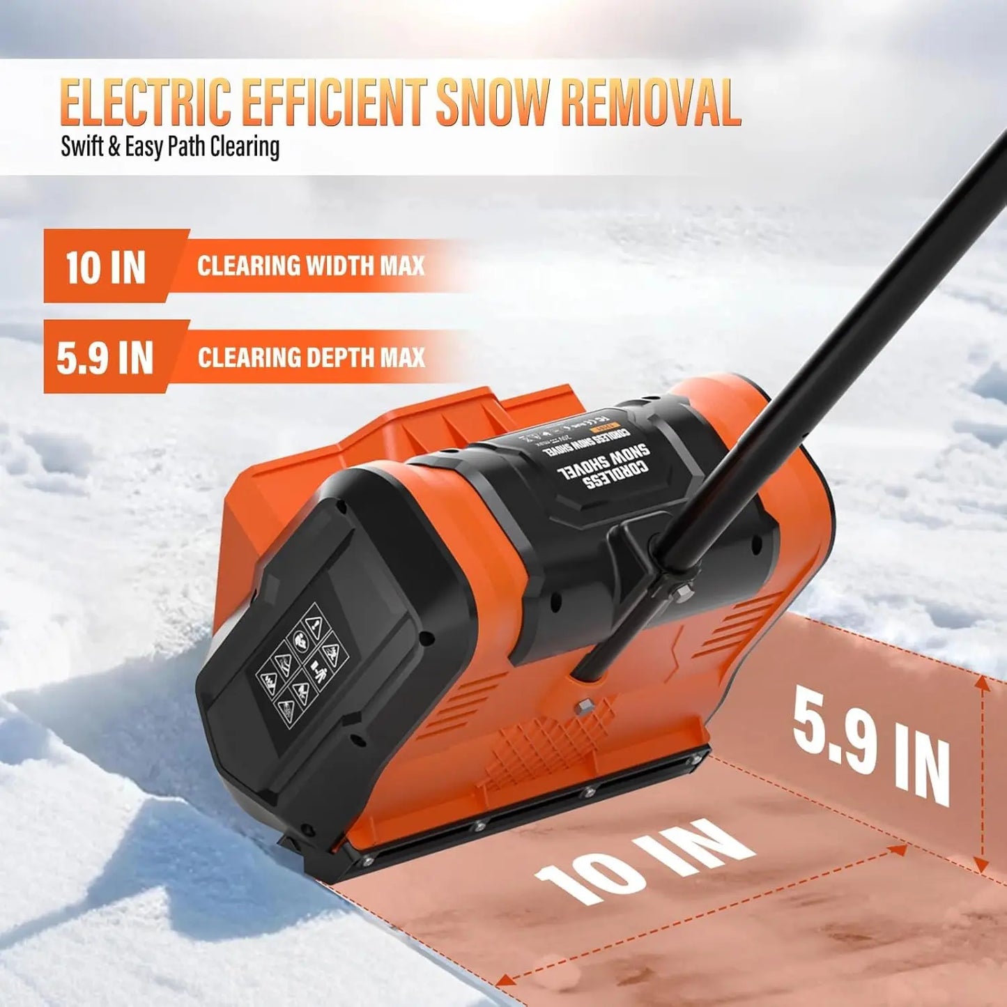 20V Cordless Electric Snow Shovel with 2 Batteries, Lightweight