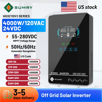 4000W Off Grid Hybrid Inverter 24V 140A 5600W MPPT