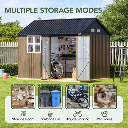 Update 8x10 FT Outdoor Metal Storage Shed
 Garden, Patio,
