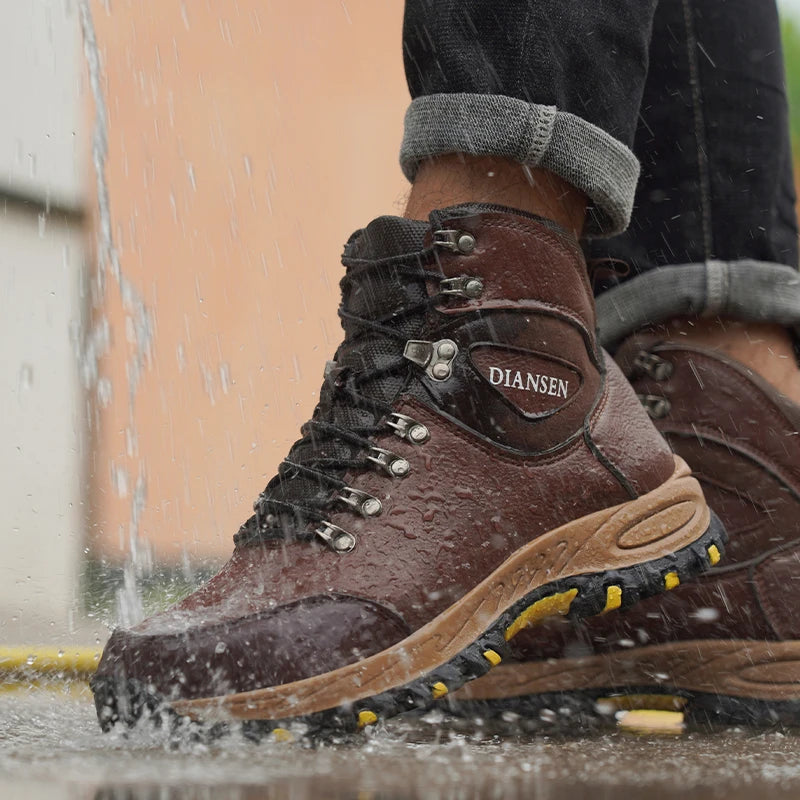 Waterproof Leather Indestructible Men Safety Boots Outdoor Military Industrial