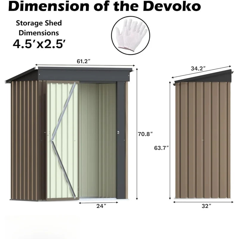 5x3FT Steel Outdoor Garden Storage Shed