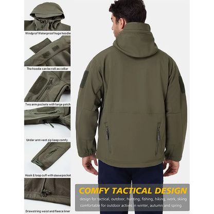 Men's Waterproof Tactical 
 Winter Warm Fleece 
Fishing Hiking Jacket