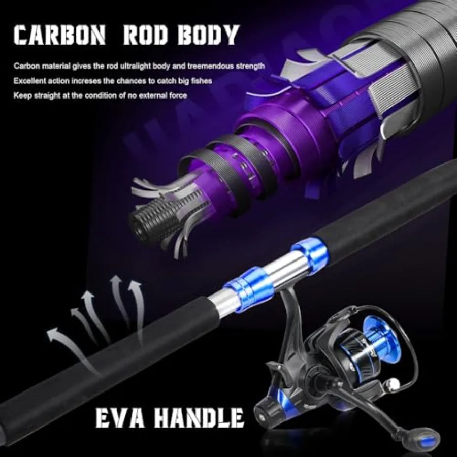 Portable Travel Spinning Fishing Rod Combo for Catfish Angling with IM8 Carbon Material