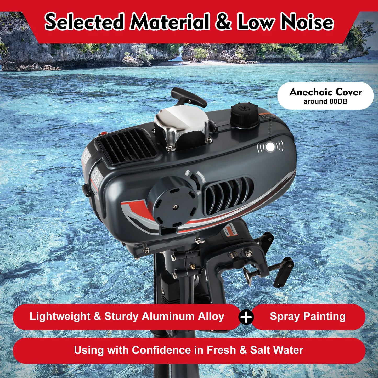 Portable 3.5HP Gasoline Outboard Motor with Adjustable Tilt