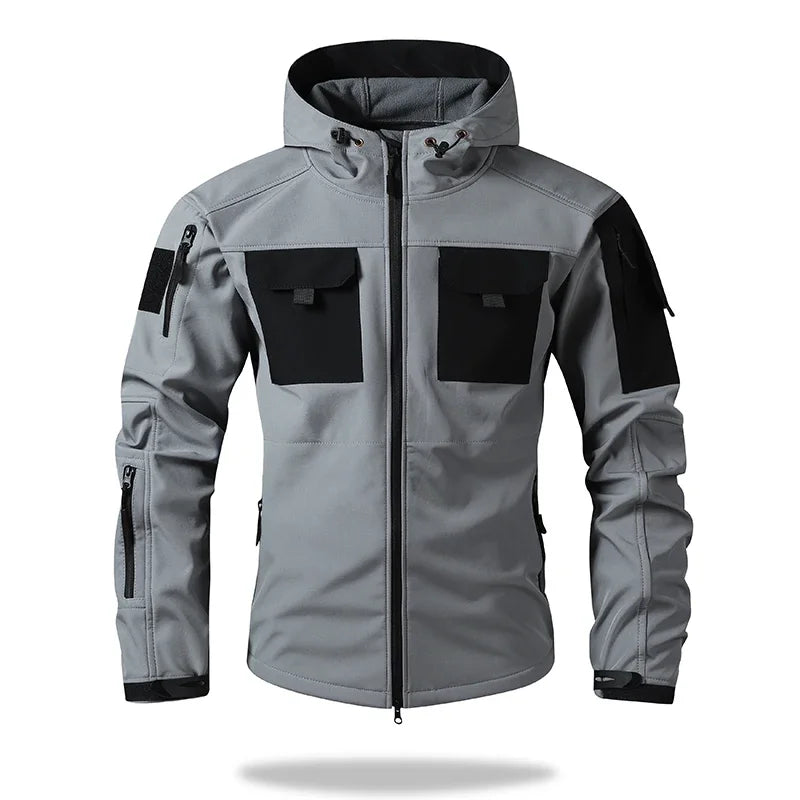 Men's hooded tactical jacket 
 hiking camping and fishing