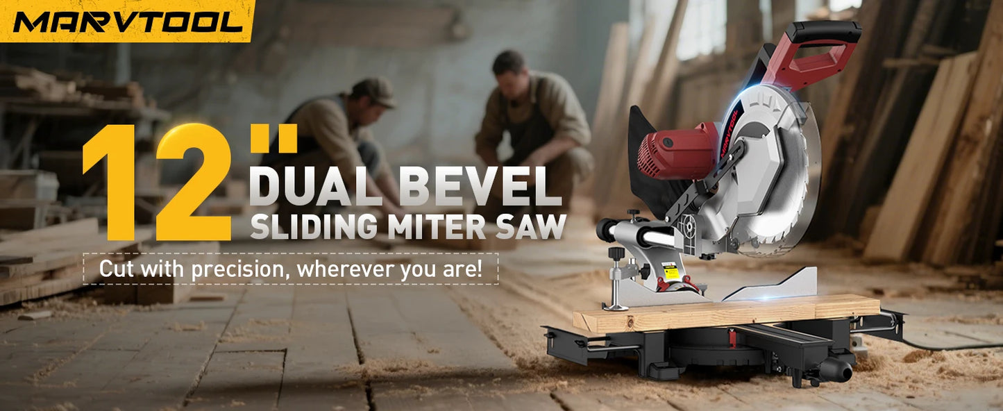 Sliding Compound Miter Saw 10/12 Inch Single/Dual-Bevel , 5000/3800RPM,