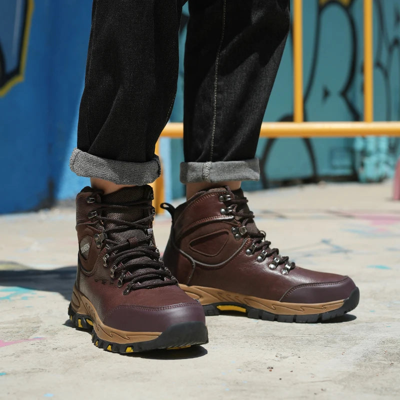 Waterproof Leather Indestructible Men Safety Boots Outdoor Military Industrial