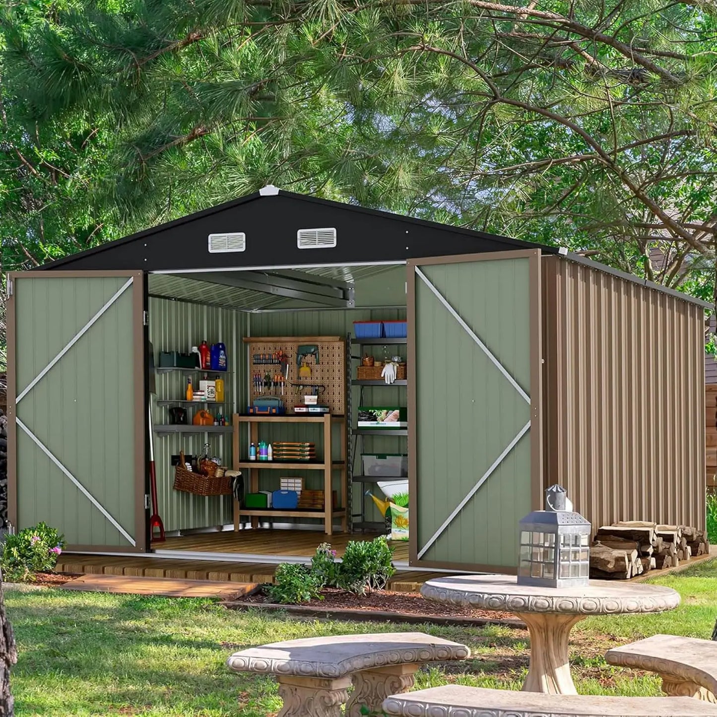 5x3FT Steel Outdoor Garden Storage Shed