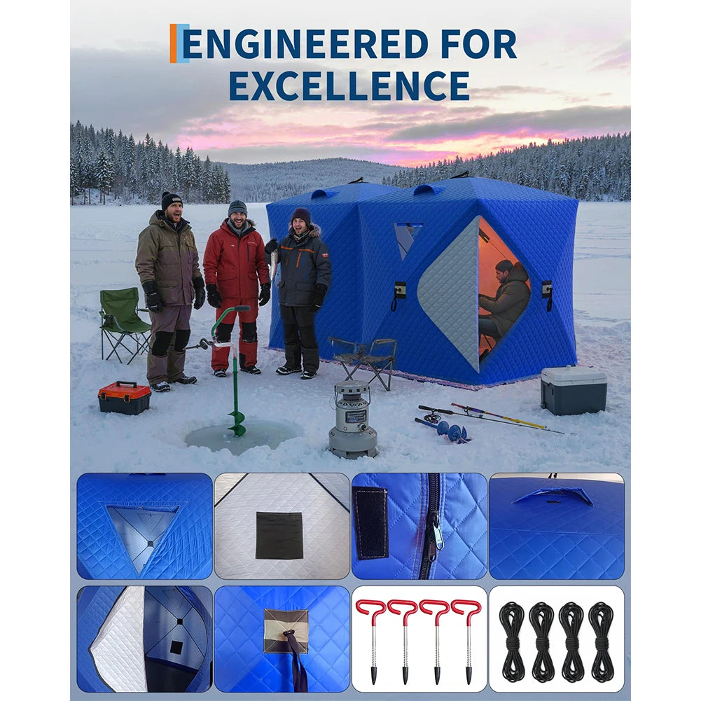 Fishing Shelter, Pop Up Thermal Insulated 1-8 Persons