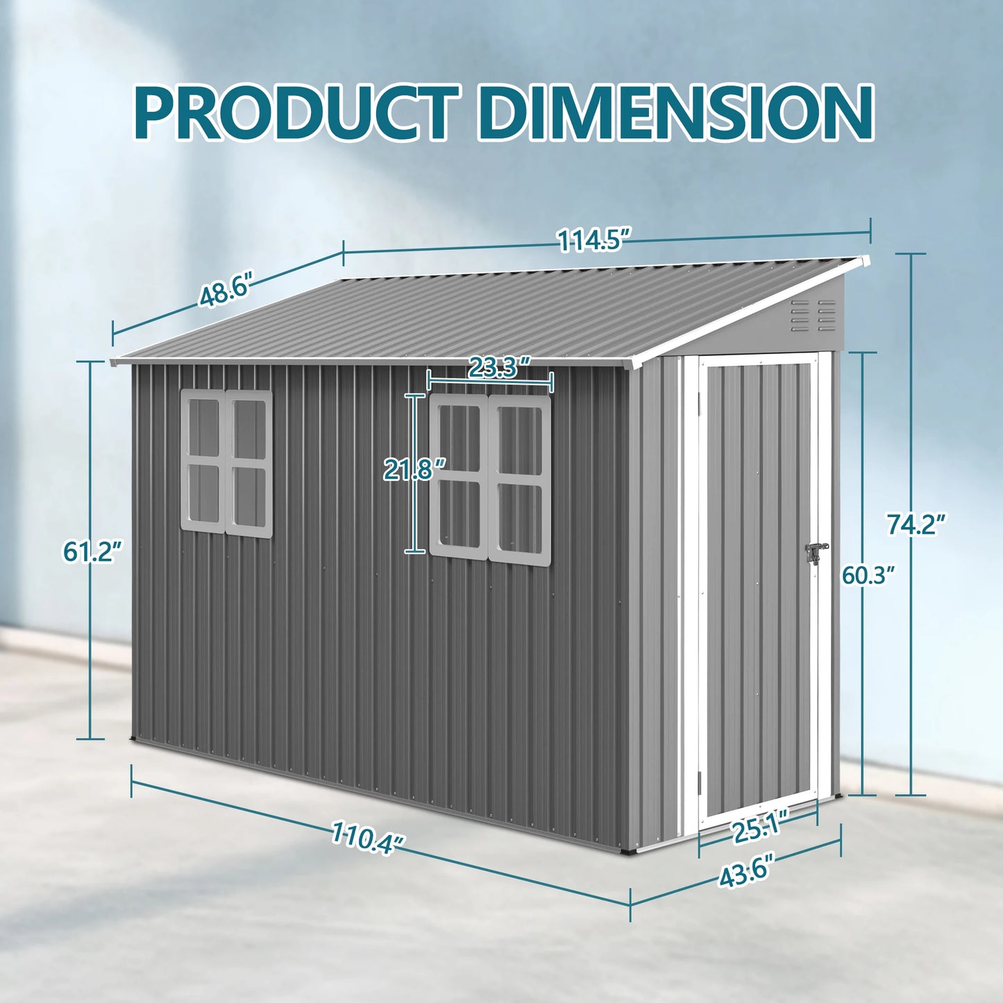 4x10 FT Galvanized Steel Outdoor Shed