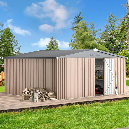 12x14 Outdoor Storage Shed Sliding Door Backyard