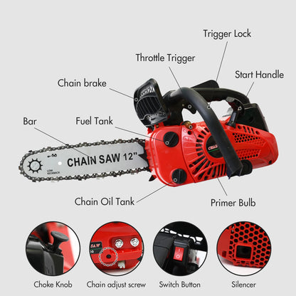 12 Inch Cordless Chainsaw Gasoline Lightweight Portable Electric 1000W 25.4 CC