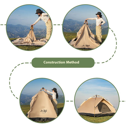 Instant Golden Tent - Portable 3-4 Person Sun & Rain Shelter for Beach & Camping