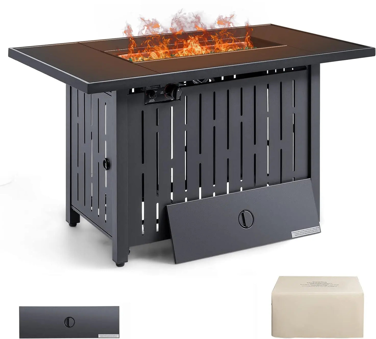 43 inch Propane Gas Fire Pit Auto ignition Tempered Glass