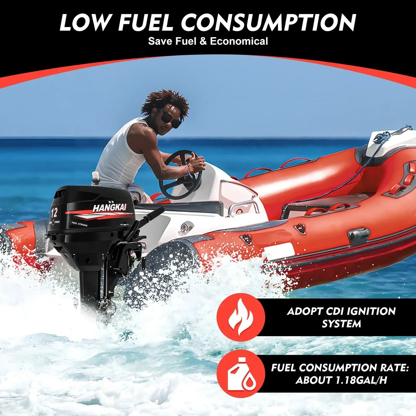 2-Stroke 12HP Outboard Motor for Fishing Boats