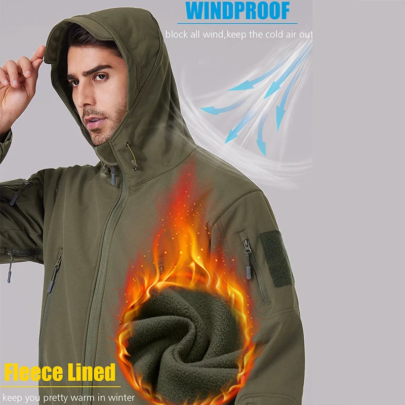 Men's Waterproof Tactical 
 Winter Warm Fleece 
Fishing Hiking Jacket