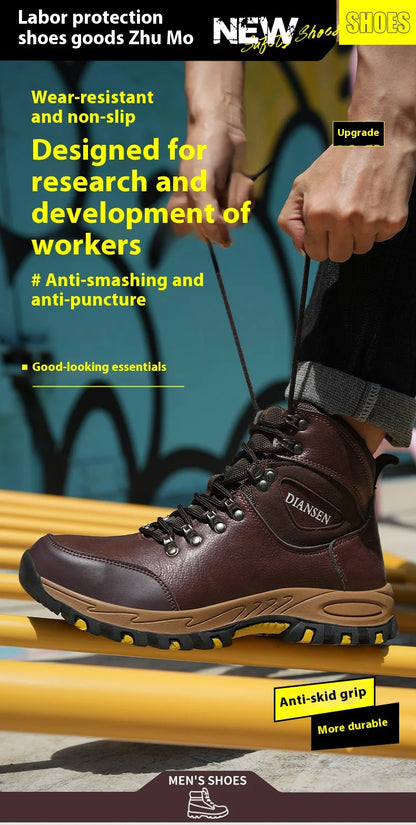 Waterproof Leather Indestructible Men Safety Boots Outdoor Military Industrial