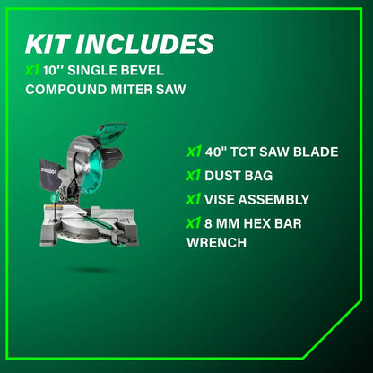 10-Inch Single Bevel Compound Miter Saw, 5000 RPM, Lightweight