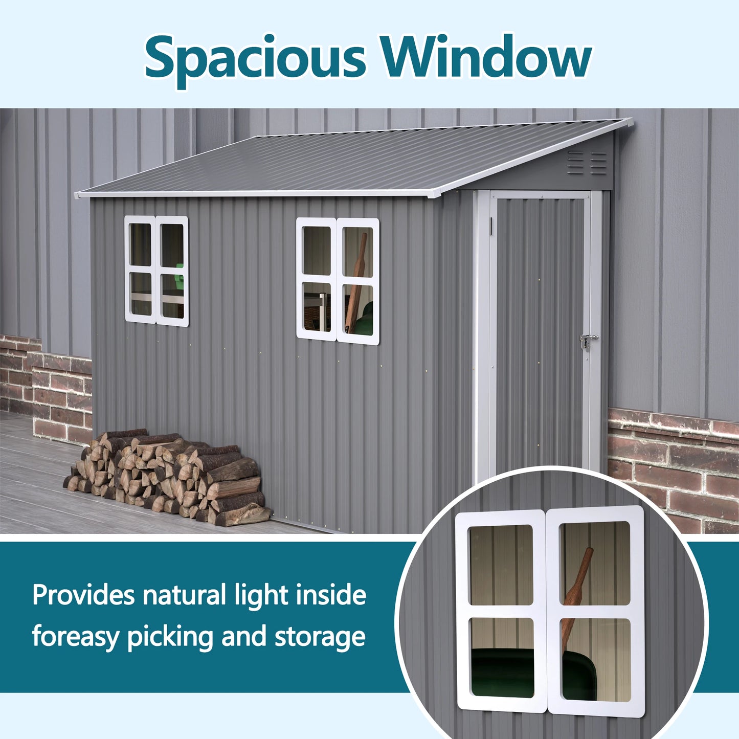 4x10 FT Galvanized Steel Outdoor Shed