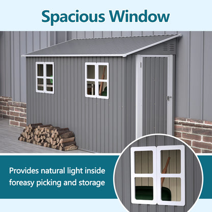 4x10 FT Galvanized Steel Outdoor Shed