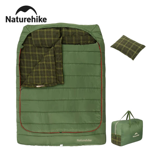 nature hike sleeping bag 2 person w/pillows cold weather