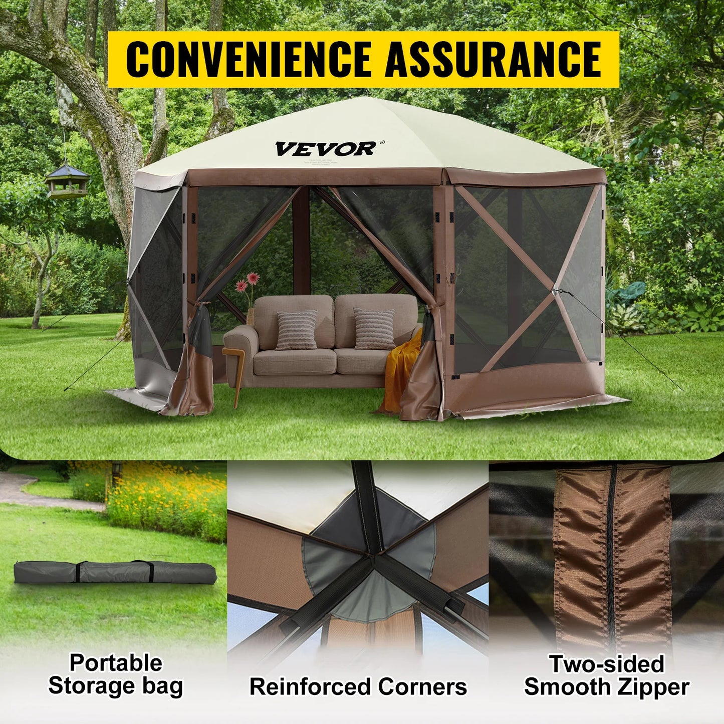Shelter 6-Sided 12' x 12' / 10' x 10' Sunshade 
 & Canopies Camping & Hiking