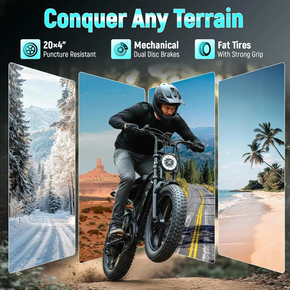 Electric Bike, 1500W Peak Motor, 28 MPH, 48V