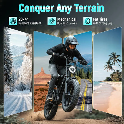 Electric Bike, 1500W Peak Motor, 28 MPH, 48V