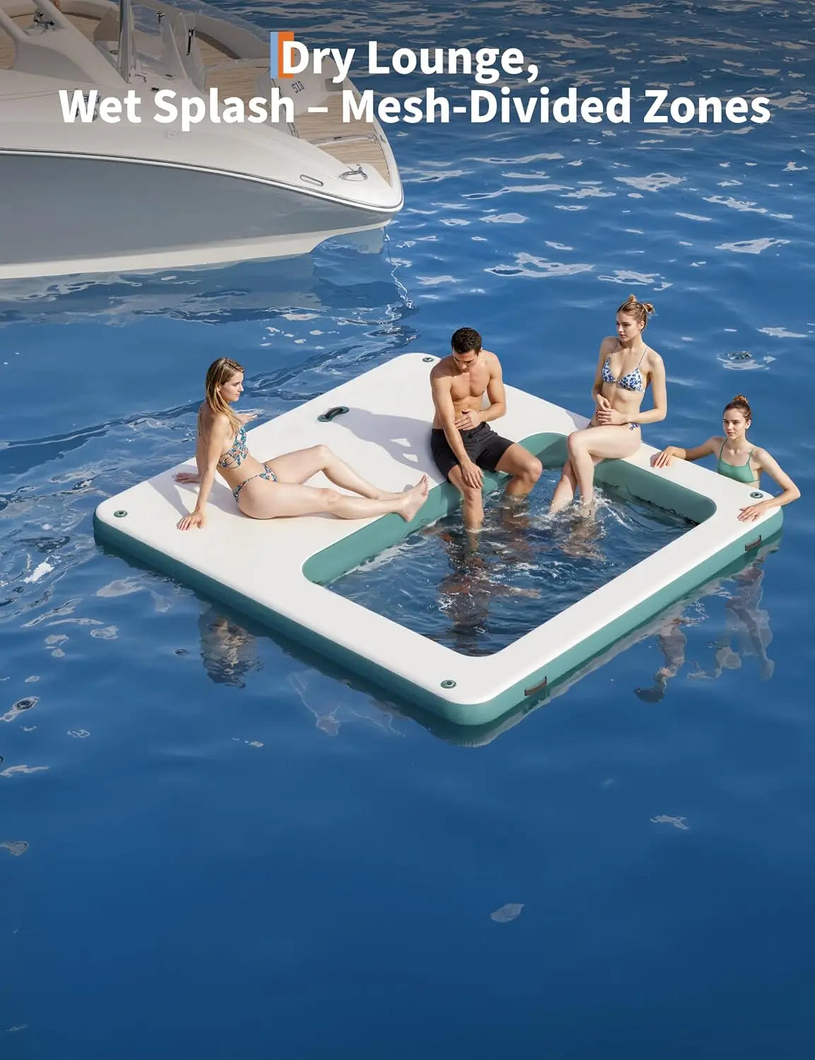 10x10FT Inflatable Floating Dock Swim Area Pool Lake