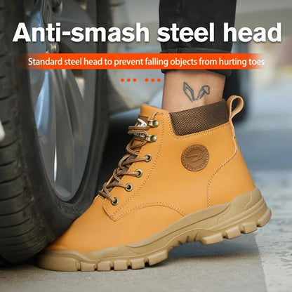 Men's Puncture-Proof Steel Toe Safety Boots Mechanics & Construction