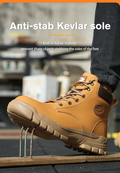 Men's Puncture-Proof Steel Toe Safety Boots Mechanics & Construction