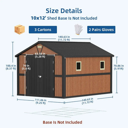 10x12FT Outdoor Storage Shed
 Backyard, Patio and Lawn