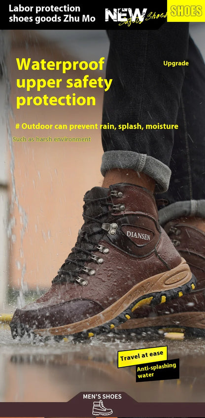 Waterproof Leather Indestructible Men Safety Boots Outdoor Military Industrial