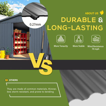 12x14 Outdoor Storage Shed Sliding Door Backyard